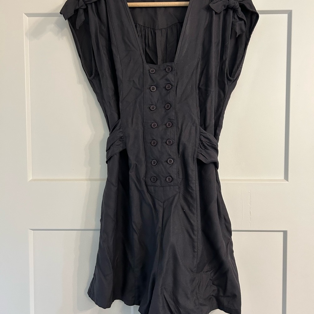 Elegant Dark Grey Button-Down Romper